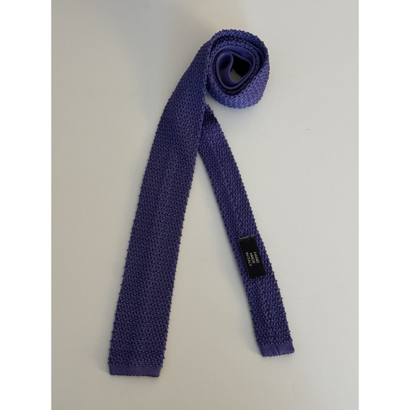 Ralph Lauren Black Label Men's Purple Knit Woven Handmade Skinny Silk Tie